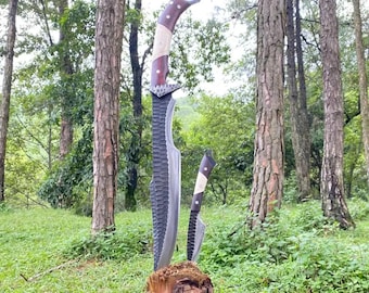 Hand Forged Carbon Steel Machete & Bowie Knife Set – Outdoor Survival Blades