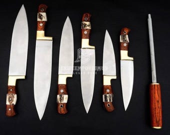 Hand Forged Damascus Steel Chef Knife Set - 7-Piece Luxury Kitchen Knives