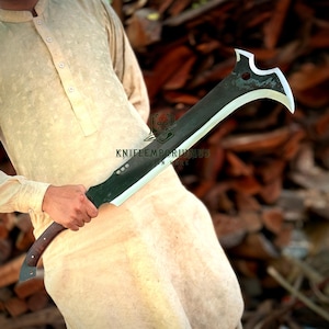 Hand Forged Viking Sword: Full Tang Carbon Steel Blade, Leather Sheath