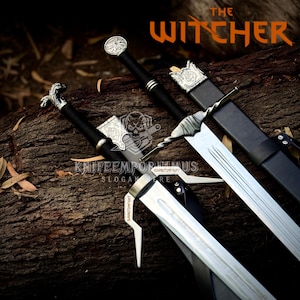 Hand Forged Witcher Sword: Geralt of Rivia Feline Steel & Silver - 43 Inch