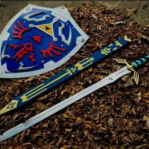 Handmade Zelda Sword Replica with Scabbard & Shield
