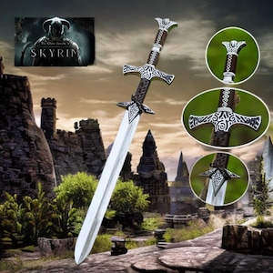 Handcrafted Skyrim Greatsword Replica with Leather sheath –Dragonborn Cosplay Prop,Elder Scrolls Collectible –Custom Engraved Gift for Him