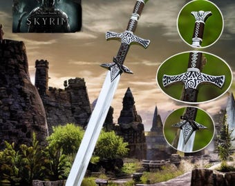 Handcrafted Skyrim Greatsword Replica with Leather sheath –Dragonborn Cosplay Prop,Elder Scrolls Collectible –Custom Engraved Gift for Him