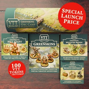 Greenskins - 100 VTT Tokens, Battlemap & Props | Digital Download