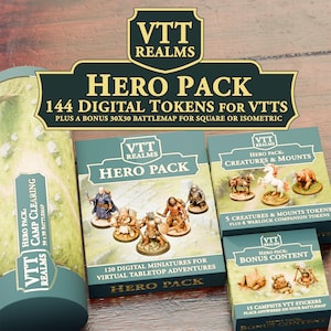 Hero Pack – 144 VTT Token Set + Battlemap | Digital Download