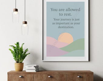 You Are Allowed to Rest | Printable Wall Art | Self-Care Healing Quote | Digital Download