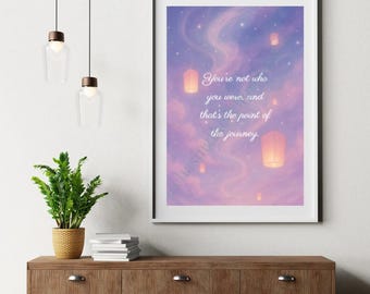 You're Not Who You Were | Inspirational Galaxy Lantern Printable Wall Art | Self-Growth Printable Quote | Digital Download