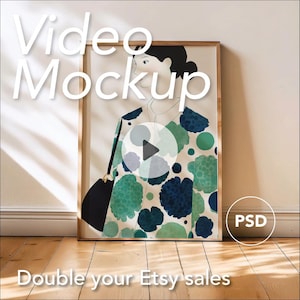 Vertical Video Frame Mockup | DIN A ISO | Wood Frame | Animated PSD Mockup Scene | Natural Light | Interior Poster Reel