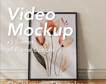 Customizable Video Frame Mockup – 3 Scenes | DIN A ISO Ratio | Editable Frame Color | Animated PSD & MP4 | Gold, Black, White, Silver, Wood