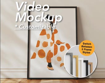 Customizable Video Frame Mockup – 3 Scenes | 2x3 Ratio | Editable Frame Color | Animated PSD & MP4 | Gold, Black, White, Silver, Wood