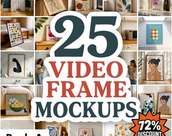 Video Wall Art Mockups Bundle | 25 PSD Animated Templates | Digital Download | Vertical Horizontal Square Ratios | Photoshop Frame Previews