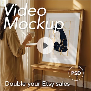 Video Frame Mockup With Person | DIN A Ratio | Animated Mockup | Thin Wooden Frame | PSD | Photoshop mp4 | Vertical Frame | Interior Home