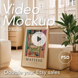 Video Frame Mockup | 2x3 Ratio | Animated Mockup | Wooden Frame | PSD | Photoshop mp4 | Vertical