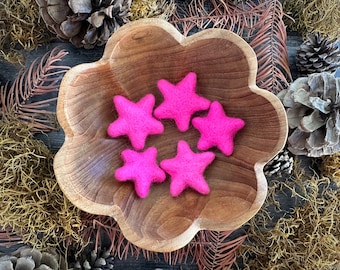 Felted wool stars, set of 5, Rhododendron Pink, miniature felt stars, pink wool star, star bowl filler, star table decor, pink star birthday