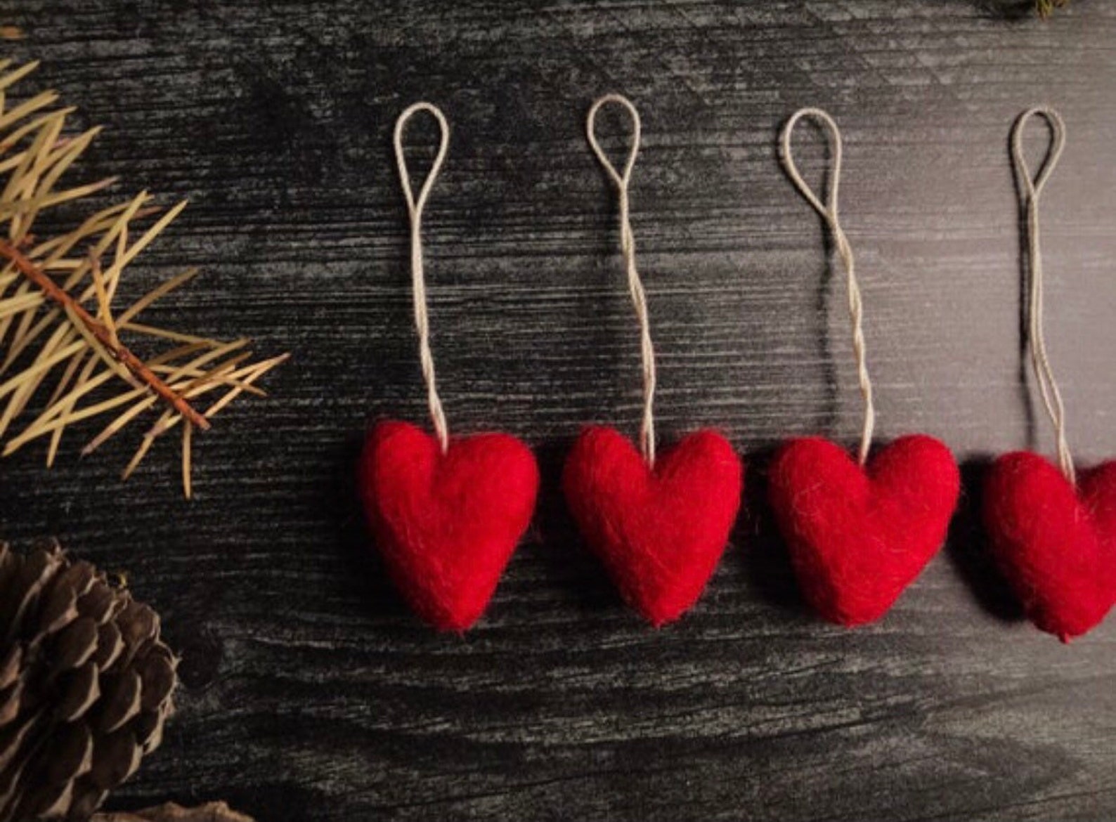 Felted wool heart ornaments wholesale set of 100 Red Etsy