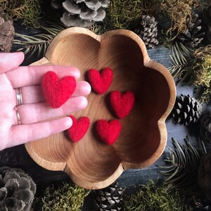 Felted wool hearts, Paintbrush Red, set of 5, Valentine or Galentine's Day decor, mini felted hearts, valentine gift under 20, waldorf gift image 2