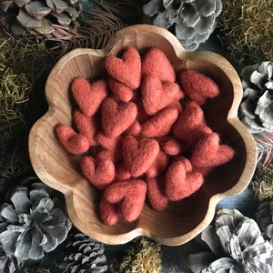 Felted wool hearts, set of 5, Salmonberry Orange, orange felt hearts for Valentine's Day decoration, Galentine gift, valentine under 20 image 5