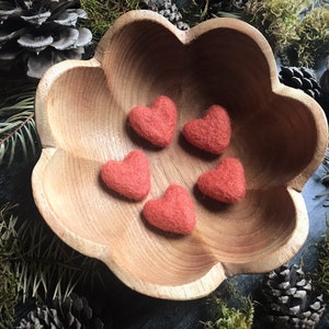 Felted wool hearts, set of 5, Salmonberry Orange, orange felt hearts for Valentine's Day decoration, Galentine gift, valentine under 20 image 3