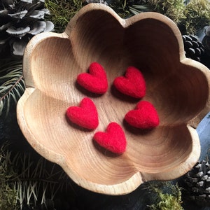 Felted wool hearts, Paintbrush Red, set of 5, Valentine or Galentine's Day decor, mini felted hearts, valentine gift under 20, waldorf gift image 3