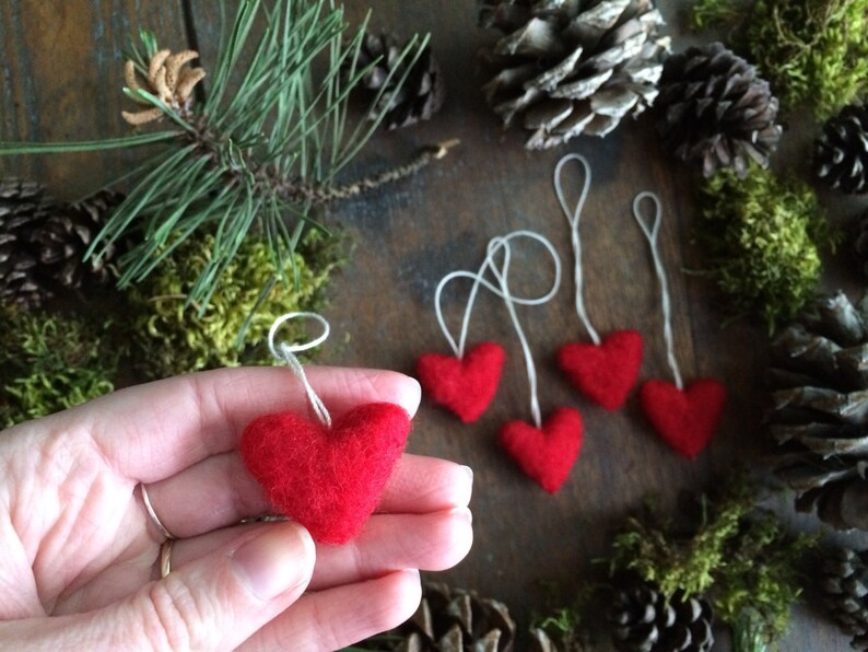 Felted wool heart ornaments wholesale set of 100 Red Etsy