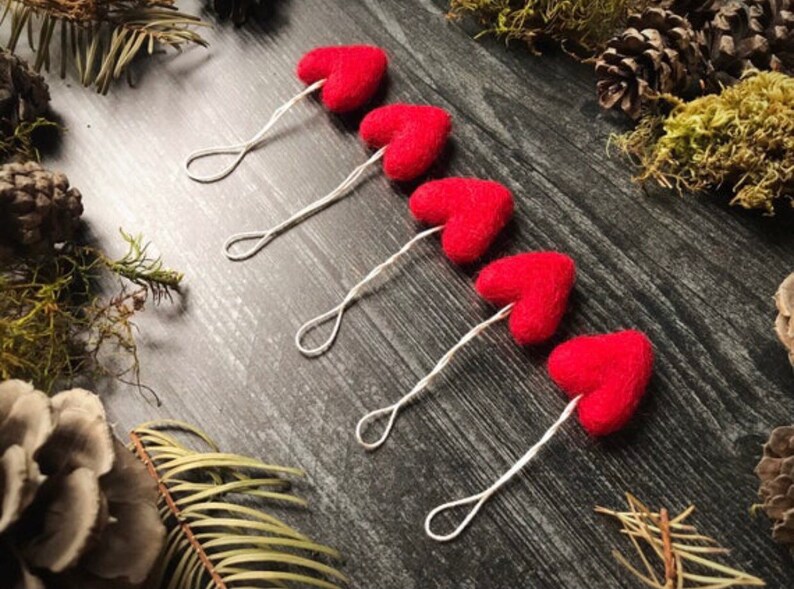 Felted wool heart ornaments wholesale set of 100 Red Etsy