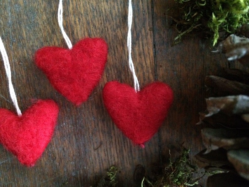 Felted wool heart ornaments wholesale set of 100 Red Etsy