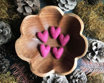 Felted wool hearts, set of 5, Wild Rose Pink, Valentine gift under 20, waldorf valentine, teacher valentine gift, pink wool hearts