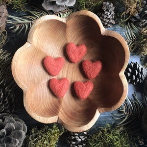 Felted wool hearts, set of 5, Salmonberry Orange, orange felt hearts for Valentine's Day decoration, Galentine gift, valentine under 20 image 1