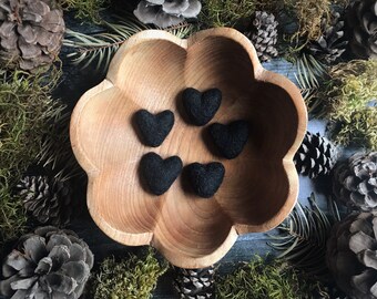 Felted wool hearts, Raven Black, set of 5, Anti-Valentine's Day decor, black hearts, funny valentine, black hearts, valentine gift under 20