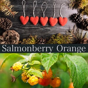 Felted wool hearts, set of 5, Salmonberry Orange, orange felt hearts for Valentine's Day decoration, Galentine gift, valentine under 20 image 7