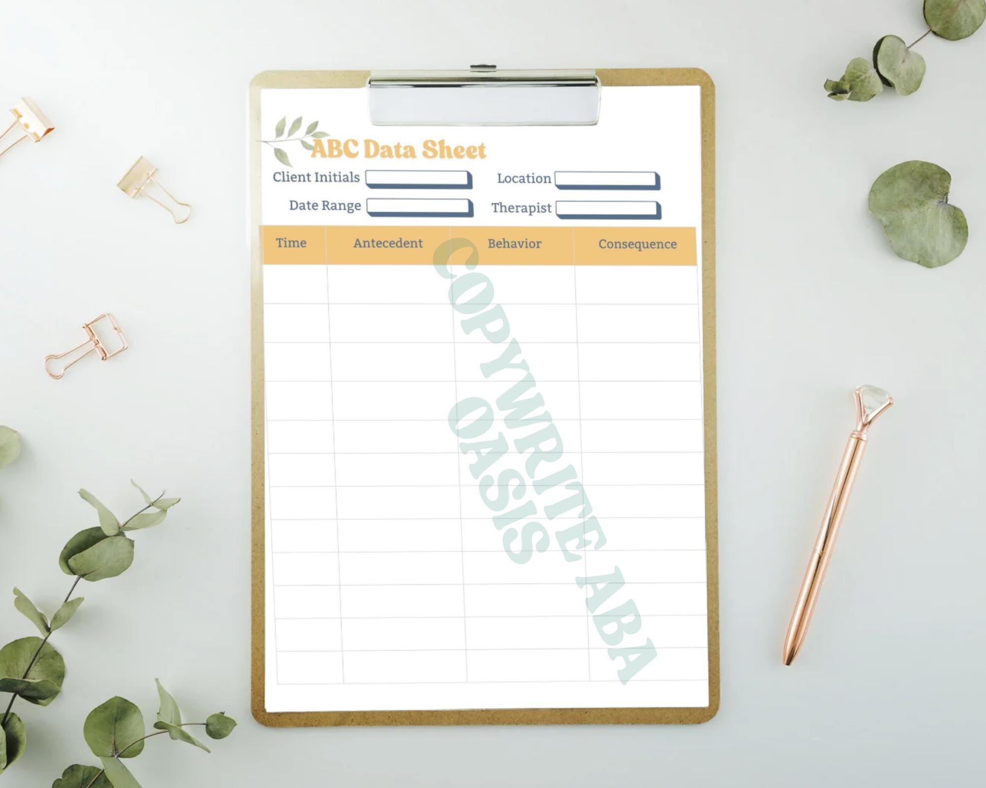 Printable ABC Data Sheet: ABA Therapy Behavior Tracking Log (PDF ...