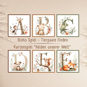Bohoful game for children: printable card pairing game to cut out | Educational game for finding pairs | Montessori-inspired – PDF download