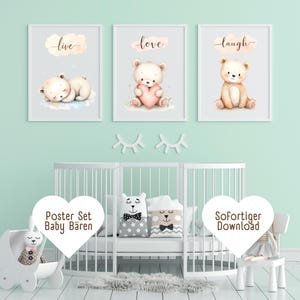Poster Picture Bohoful Bears Children | Digital Download Animal Poster Baby Bear Wall Decoration Children | Nursery Boho Decoration | Gift Baptism & Birth