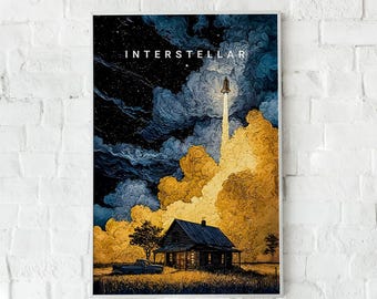 Interstellar Movie Poster Unframed, Sci-Fi Space Wall Art Print, Black Hole Universe Decor, Cosmic Astronomy Gift for Science Fans