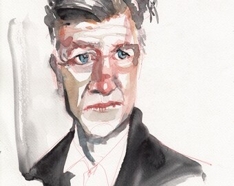 Original Watercolour Portrait of David Lynch – 22x24cm Hand-Painted Illustration
