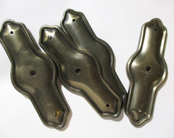 1 pc Furniture RestorationReplacement Hardware 5 14 x 1 14 Patina Stamped Brass Antique Victorian Double Flower EscutcheonBackplate