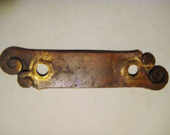 1 pc Furniture RestorationReplacement Hardware 5 14 x 1 14 Patina Stamped Brass Antique Victorian Double Flower EscutcheonBackplate