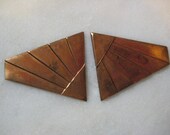 Vintage Art Deco Belt Buckle Topper, Heavy Stamped Raw Brass, 2 Matched Pieces, Decoration, Dress Embellishment, Old Stock, 3 1 8 quot x 1 3 8 quot