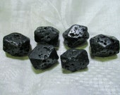 Faceted Lava Rectangular Beads Necklace Jewelry Components Supply, Large 25mm by 19mm by 19mm, Hard Natural Stone, Drilled, 6 Piece Set