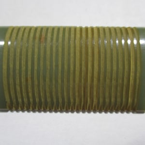 Vintage Mid Century Green Bakelite Carved Ribbed Bead/Jewelry Component, Four 1mm holes, Unused Old Stock, 47mm by 27mm Size, 1 Piece