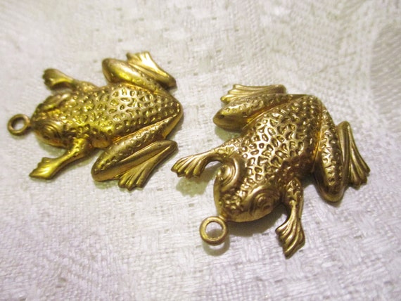 2 Patina Raw Brass Owl with Top Hat Stamping 68mm