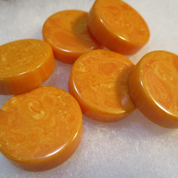 Vintage Light Orange Bakelite Disk, Simichrome Tested, Jewelry/Necklace/Earring Component, Round 3/4 Inch, 6mm Thick, No Hole, 1 Pc.