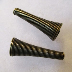 2 Antiqued Brass Plated Metal Wire Spring Beads, Mod Industrial Style Jewelry Components, 31x11mm, 4mm Hole Size,  1 pair