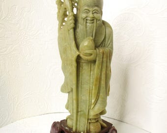19th Century Soap Stone Carving of Shou Lao, the Chinese God of