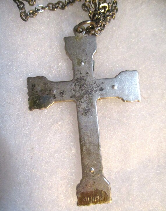 Vintage  Religious Sterling Silver Crucifix Cross… - image 4