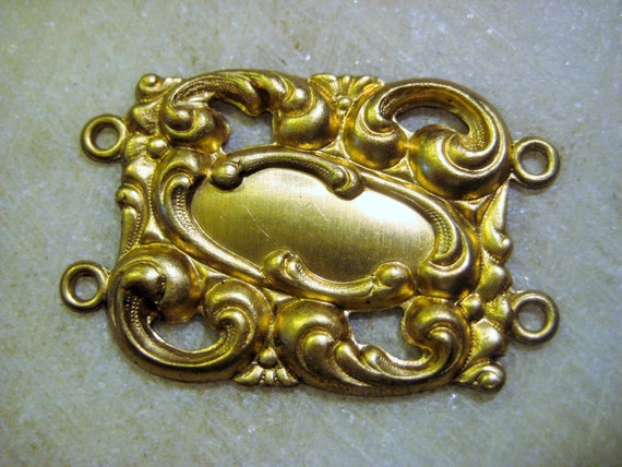 Ornate Open Work Stamped Brass Jewelry Connector finding bracelet