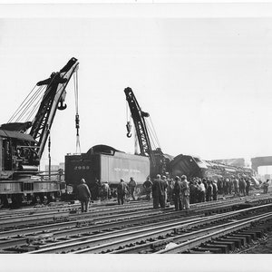 October 1950 Railroad Train Derailment, Utica, N.Y. Black & White Original Vintage Photograph 7&quot;x 5&quot;