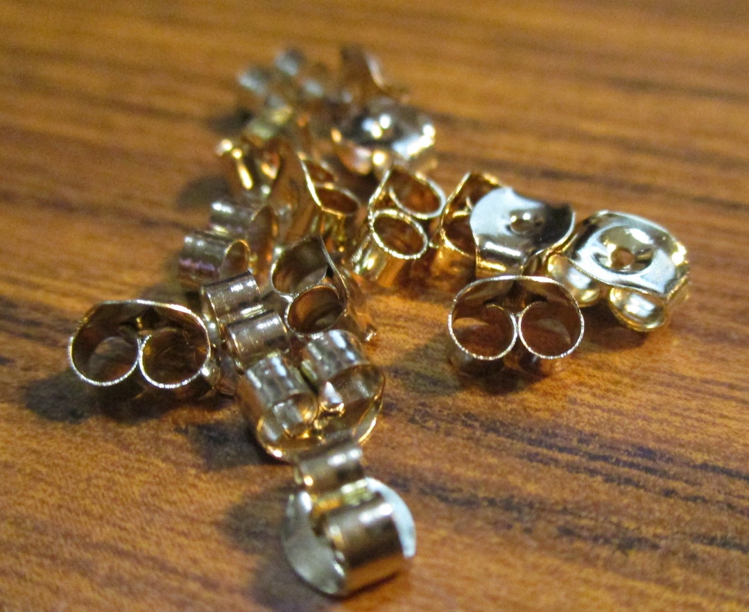 16 Gold Plated Steel Butterfly Ear Nuts/clutches, 5.6mm Size. Earring ...