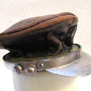 Rare Antique 1900's Edwardian Novelty Leather Chauffeurs Cap Coin Purse Wallet