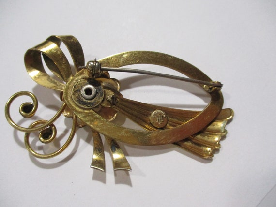 Vintage Harry Iskin Gold Filled Bow and Flower Sp… - image 5
